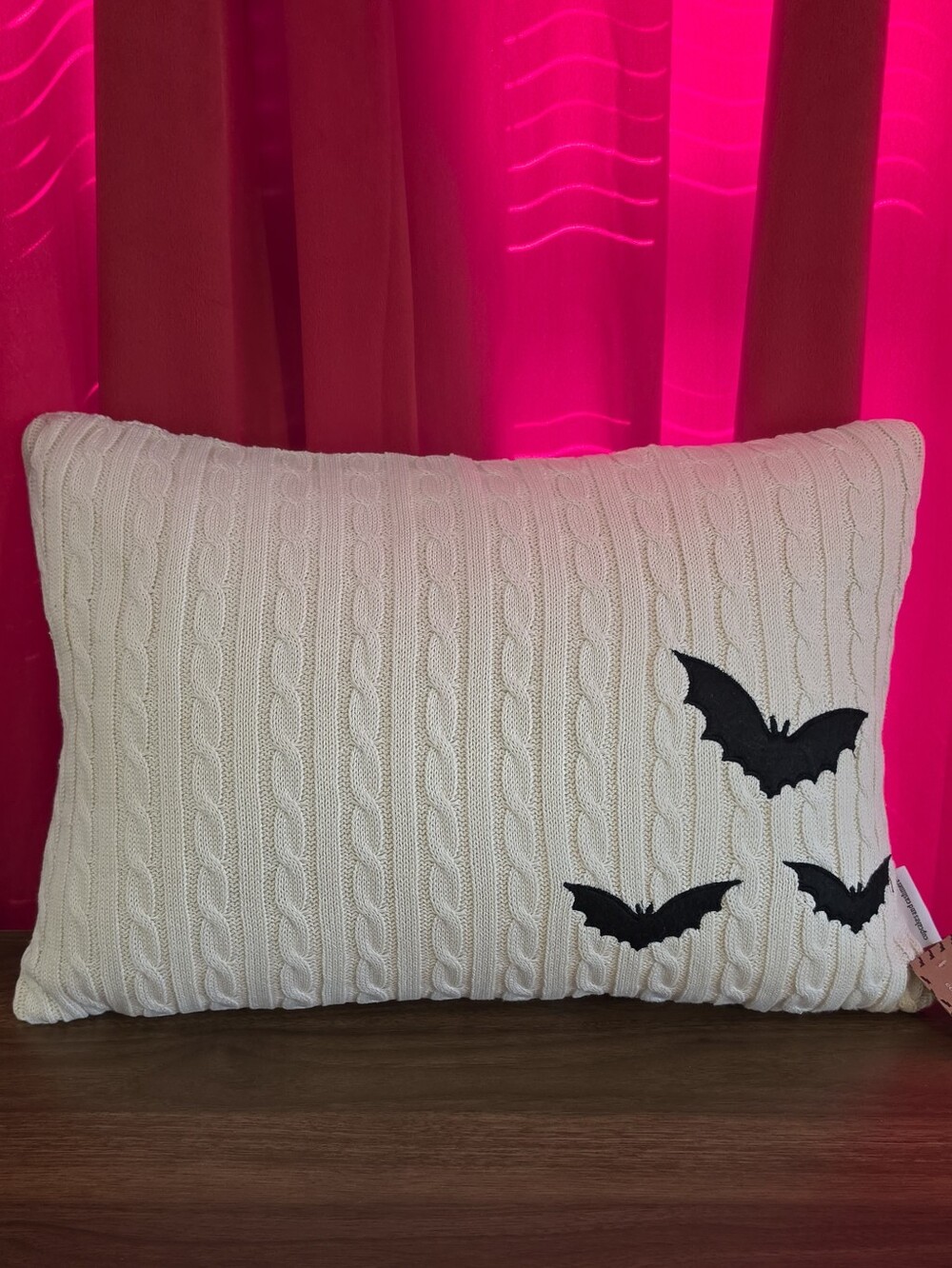 Cupcakes And Cashmere Bat Pillow Cream Cable-Knit NWT